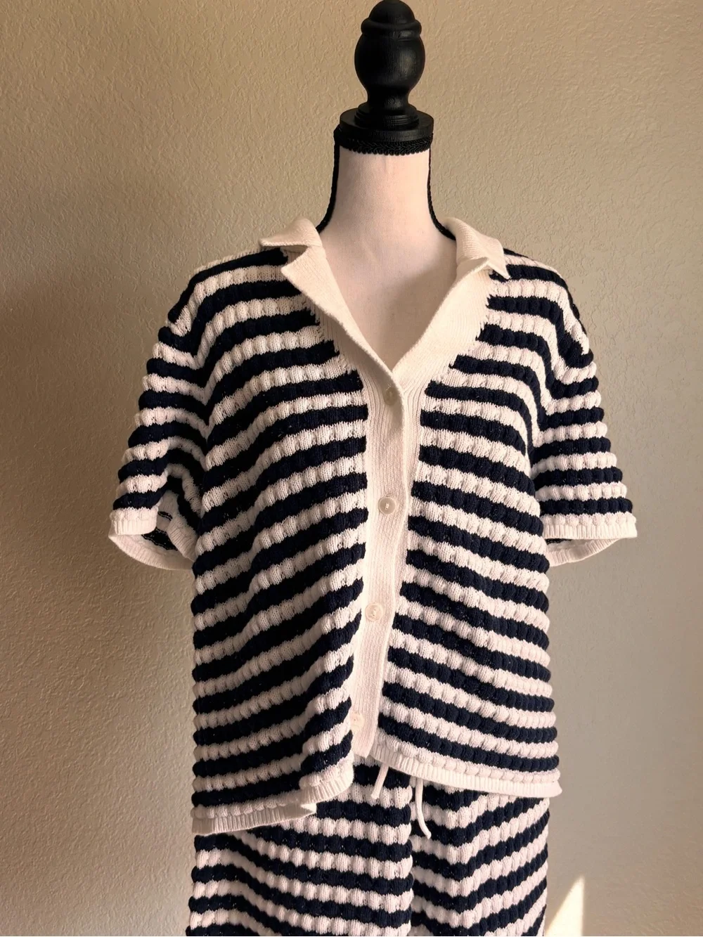 Old Navy Navy White Striped Short sleeves top - shorts matching Set ladies Ltall